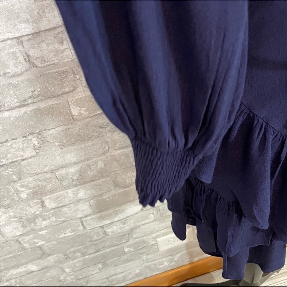 Aqua Navy Ruffle Dress - Picture 9 of 9